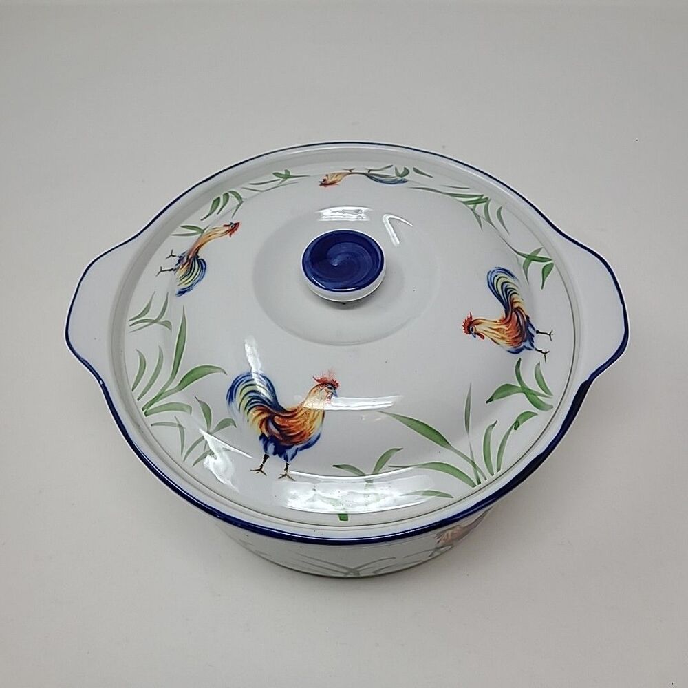 BIA Cordon Bleu, Blanc de Table “Rooster” Round Baking Casserole Dish & Lid - Picture 6 of 7
